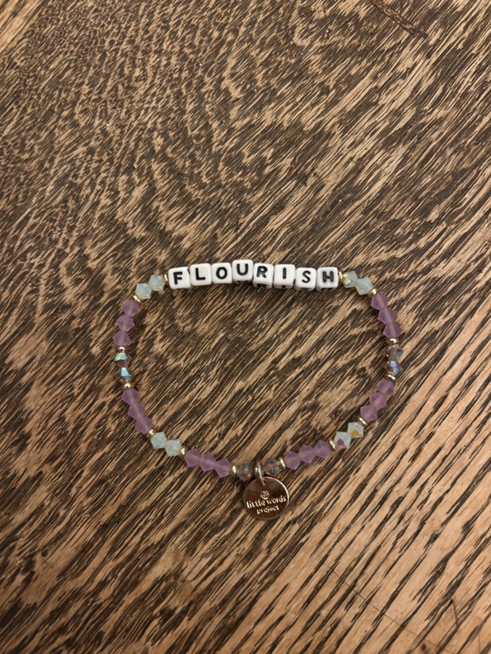 Little Words Project Flourish Beaded Bracelet in Purple & Light Blue